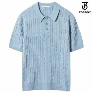 [하프클럽/탑보이]워셔블 케이블 카라넥 반팔 니트 (JW630)