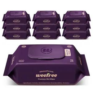 위프리 카밍 퍼플 엠보싱 아기물티슈, 75g, 70매, 10팩