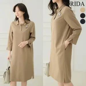 드리다 봄 카라 반오픈 빅사이즈 정장 원피스 간절기 가을 40-50대 미시 중년여성 하객 출근 상견례 엄마옷