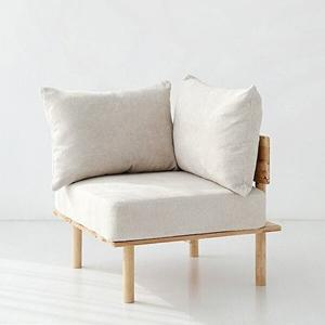[마켓비]벤쿠 1인코너소파 고무나무 내추럴/베이지