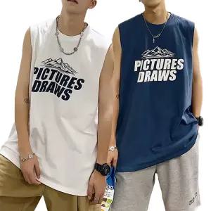 프린팅 남자 민소매티 티셔츠 여름 오버핏 라운드 남성 나시티 ODM-SLVM3