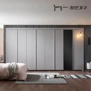 [장인가구]파인 매트 여닫이 미러도어 붙박이장 30CM