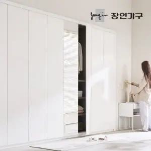 [장인가구]드로잉 E0등급 무광 여닫이 붙박이장 150cm (5자) 거울도어 세트