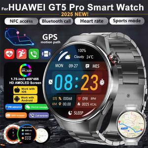 2025NEW 화웨이 G5 프로 스마트 시계 1 75 인치 AMOLED GPS 트랙 IP68 BT 통화 나침반 심박수 남성 여성 스포츠 스마트 팔찌