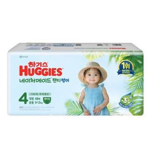 하기스 네이처메이드 썸머 여름용 대형 4단계 팬티형 남여공용(9~13kg) 96매