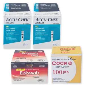 Accu-Chek 아큐첵 인스턴트 혈당검사지 100매+호환침 100개+알콜솜 100매