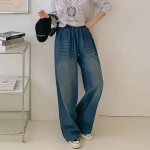 [다잇템]여자 와이드핏 고무줄 면원단 박시 FW 청바지