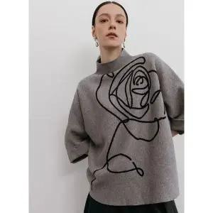 [막스까르띠지오]라인 로즈 돌먼핏 하이넥 니트_P406112401