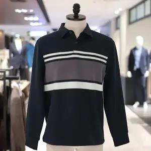 [대구백화점] [트레몰로]남성 가로배색 긴팔 카라티셔츠(AL5F8461)