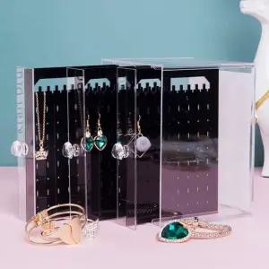 아크릴 귀걸이 보관함 블랙 소품 서랍형 주얼리 상자 보석함 서랍형 투명한 꽂이함 피어싱
