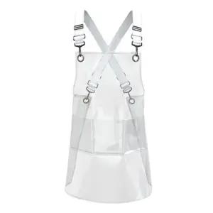 클린룩 투명 애견미용 비닐앞치마 커피숍 TPU 투명색 블랙 직조끈 60cm길이