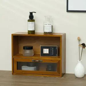 빈티지 원목 미니 다용도 수납 유리 서랍 장식장 향수 소형 작은 예쁜 진열장