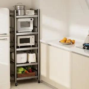 주방 틈새수납장 진열장 냉장고 전자레인지 슬림 틈새트롤리 이동식 바퀴 선반