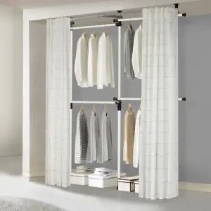 왕자 심플 4단 커튼 행거 선택형 시스템 드레스룸 옷정
