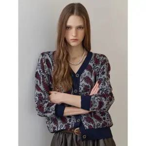 [하프클럽/]페이즐리 패턴 브이넥 니트 가디건