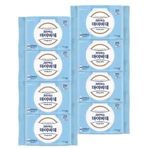 마이비데 물티슈 대용량 캡형 60매 x 8팩 클린케어 화장실용 비데용 물에녹는 비데티