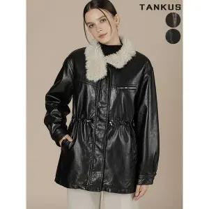 [하프클럽/]여성 퍼 레더 하프 자켓