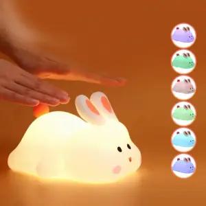 [KC인증]LED충전식 실리콘 터치 토끼 무드등 집들이 수명유도 수유등 수면등