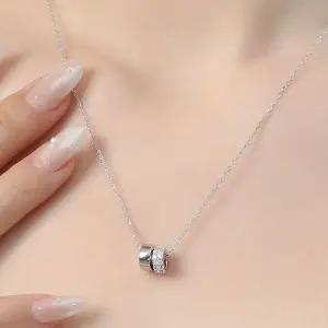 [하프클럽/](비쥬홀릭) 실버925 백금도금 볼드 더블링 여자목걸이