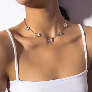 [하프클럽/]여자 패션 실버 레이어드 나비 팬던트 목걸이 코디