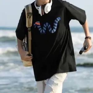 캐주얼 더블유 프린팅 남성 라운드넥 반팔티 (WFIKU5K)