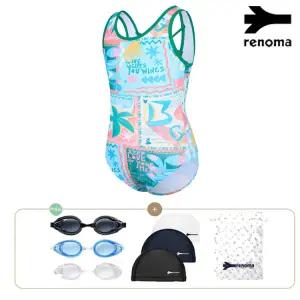 [롯데백화점]레노마 여아 야자수 U백 원피스 수영복수경수모세트  GF2F801SET_GN