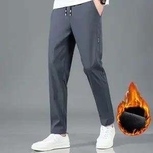 남성 겨울 스판 기모 정장 팬츠 밴딩 방한 일자바지