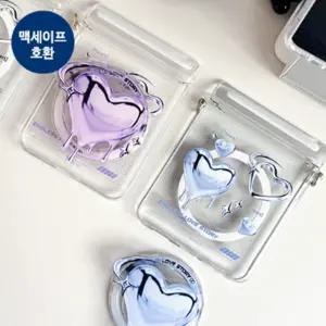 갤럭시 Z플립 7 플립시리즈 하트 레터링 투명 마그네틱 톡 오토 힌지 마그네틱 클리어 하드케이스 tc