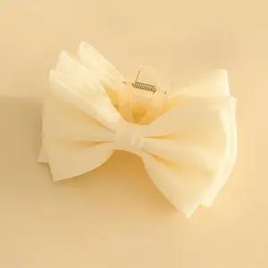 리본 집게핀 블링쉬폰 3컬러 13cm 헤어 머리 반묶음 악세사리