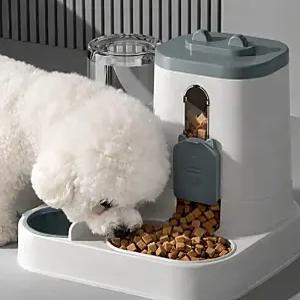 강아지 고양이 자동급식기 사료통 물통 일체형 반려견 식기
