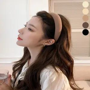 여자 도톰한 헤어 밴드 깔끔한 무지 쿠션 머리띠 머리끈 면