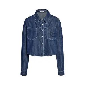 [JJ지고트](센텀시티점)자수 디테일 데님 셔츠 크롭 블라우스 GS3N8BL341