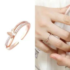 나비 큐빅 링 14KGP 로즈골드 패션 프리사이즈 반지