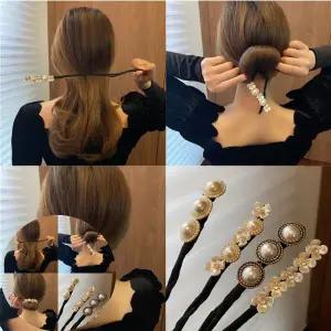 완자머리핀 진주 꽃잎 완자 머리핀 올림머리 헤어기