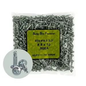 스텐 와셔머리 직결피스 8x16 500개입 철판나사 양날 기리피스