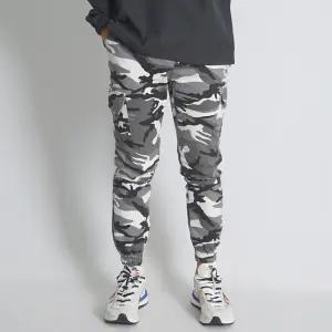 남자 카고 조거 팬츠 밴딩 카모 밀리터리 건빵 스판 면바지