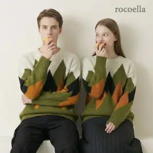 로코엘라 소네 자카드 패턴 남녀공용 오버핏 니트
