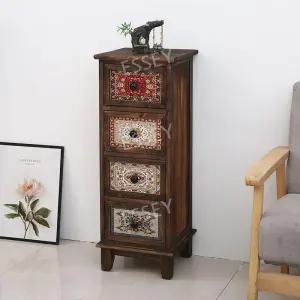 엔틱 캐비닛 4단 와이드 수납장 미니 5단 서랍장 소형 원목