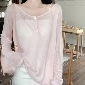 여성 의류 상의 여리여리 시스루 백스트랩 티셔츠 DHH E85