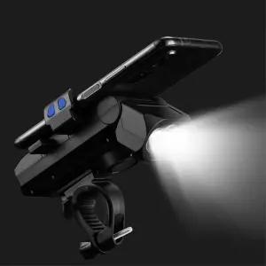 올인원 USB충전 스마트폰 거치 자전거 전조등 블루
