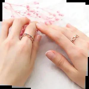 14KGP 라헨느 로즈골드 레이어드 큐빅 체인 패션 반지