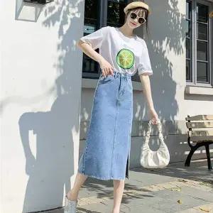 여자 CX36LK40 바캉스 휴가 룩 여행 코디 청 치마 데님 스커트
