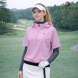 [데니스골프][DENNIS] 26SS신상 여성 하프 슬리브 반팔 후드 아노락 핑크_HD5SLTS012