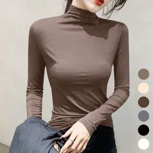 여성 OT29VU63 무지 하프넥 반목 티셔츠 URK-097