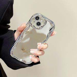 삼성 S26 S25 S24 S23 S22 S21 플러스 울트라 엣지 미러 케이스 카메라 FE 소프트 보호 글리터 도금 반짝이는 쉘용 웨이브 메이크업