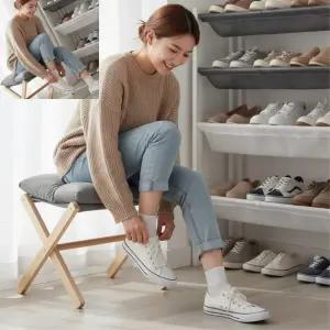 무챠 현관의자 보조벤치 접이식스툴 신발수납 앉음보관 유아용 신발장 앞 의자