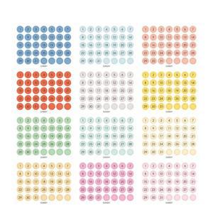 숫자스티커 12 시트 달력 스티커 번호 날짜 색인 연간 플래너 365 편지지 저널 액세서리