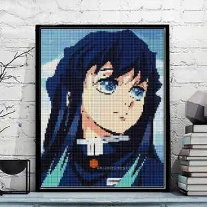 귀멸의 칼날 시토 무이치로 보석십자수 DIY 사각 캔버스형 애니 성인용 취미 생활