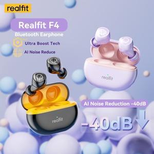 Realfit F4 미니 ANC 블루투스 이어폰 40dB 활성 소음 제거 HIFI Realme Xiaomi 용 중저음 무선 버드