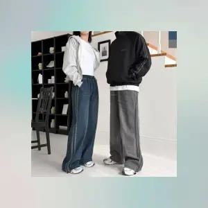 사이드라인 남자 청바지 밴딩팬츠 와이드 데님 스트링 캐주얼 바지
